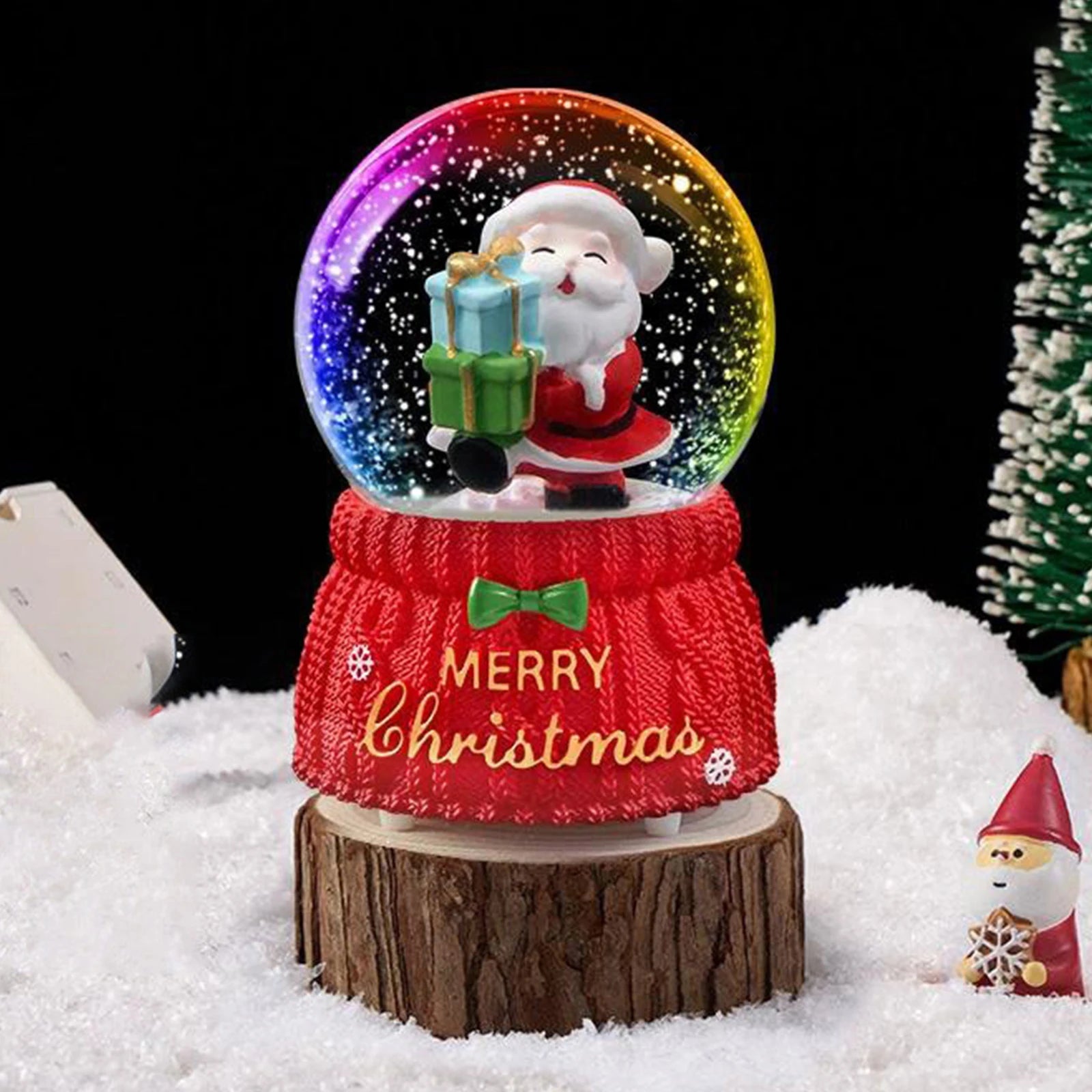 Santa Christmas Snow Globe with 7-Color Lights & Music