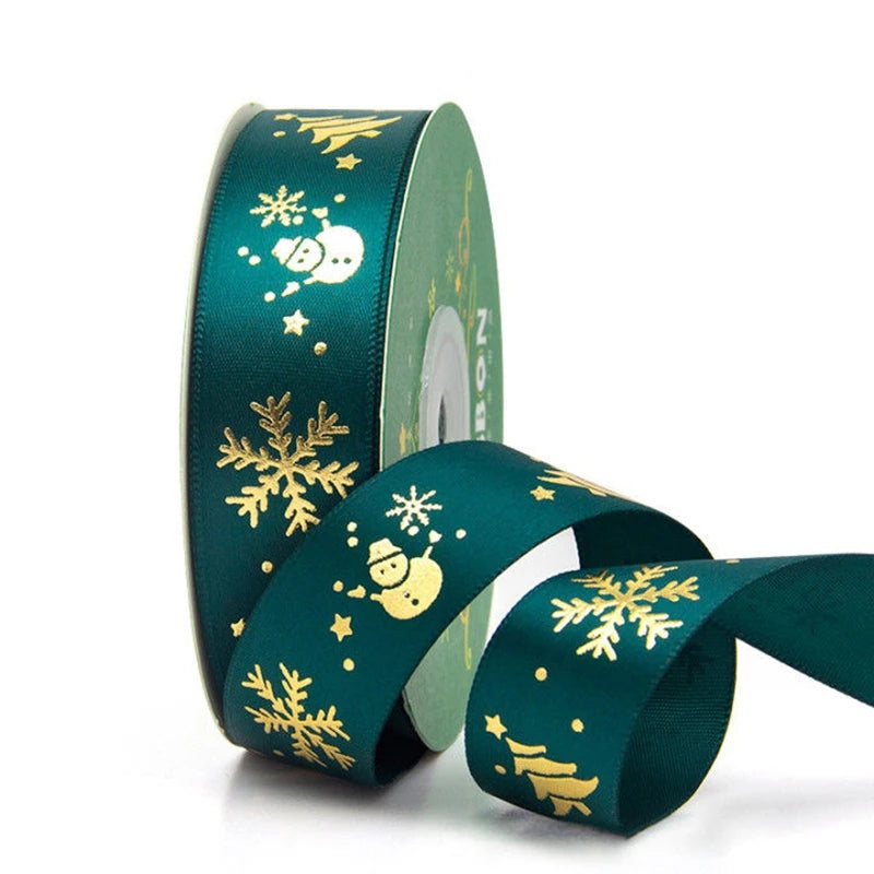 Christmas Embroidered Polyester Ribbon – 1" Holiday Craft & Gift Wrap Ribbon