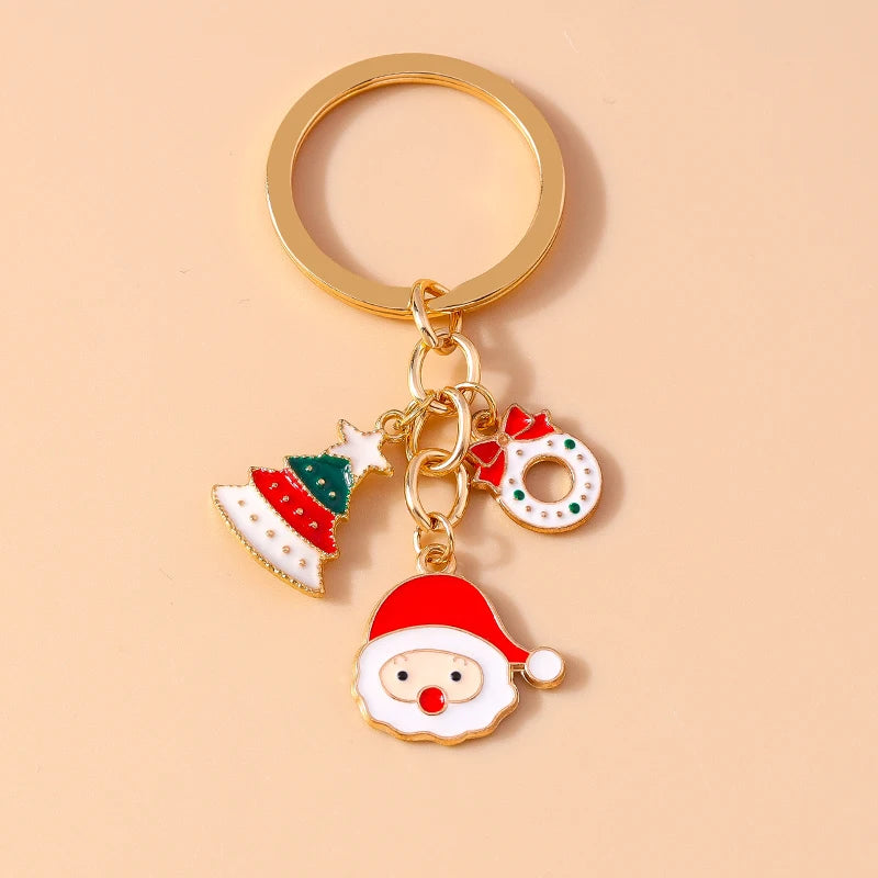 Christmas Enamel Snowman & Santa Keychain
