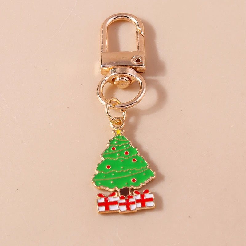 Christmas Enamel Snowman & Santa Keychain