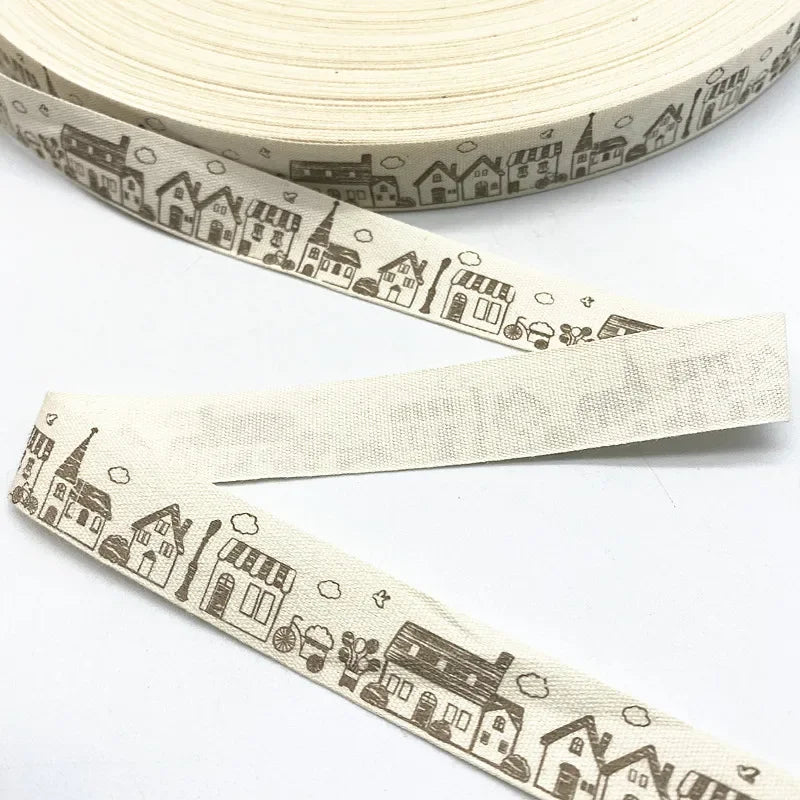 Christmas Printed Polyester Cotton Ribbon –  Single-Face Ribbon for Gift Wrapping, Holiday Crafts & Party Decorations