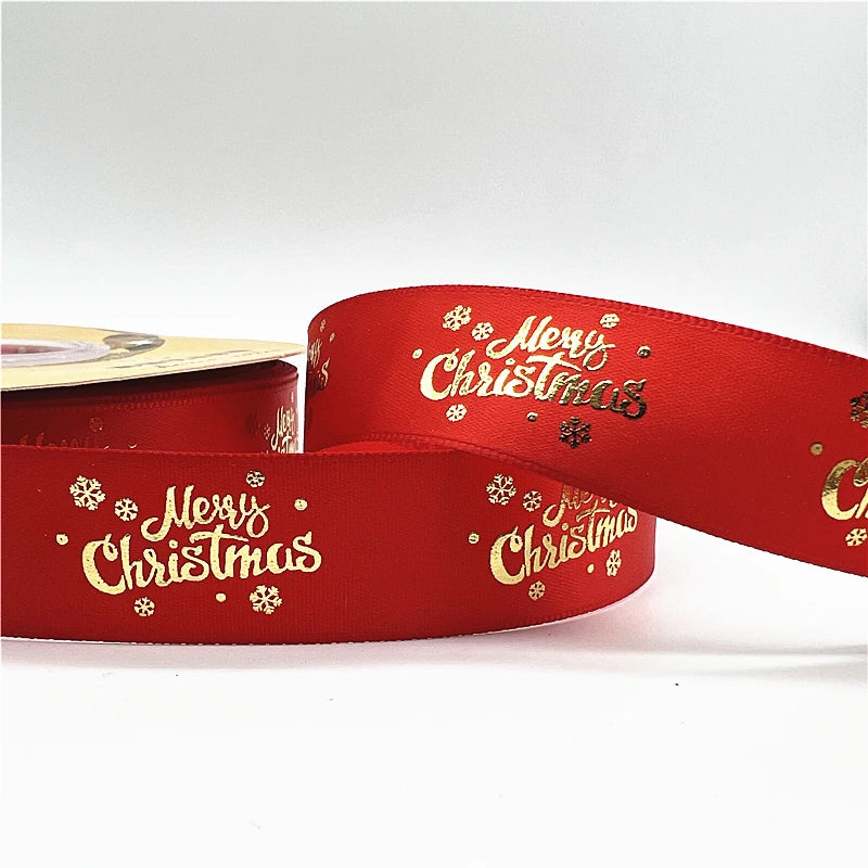 5 Yards Printed Christmas Satin Ribbon – 1" Holiday Craft & Gift Wrap Ribbon