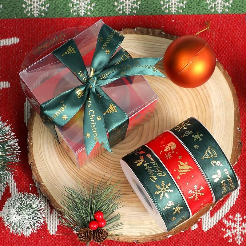 5 Yards Printed Christmas Satin Ribbon – 1" Holiday Craft & Gift Wrap Ribbon