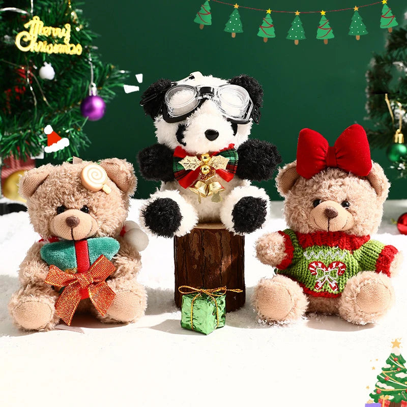 Christmas Plush Bear Keychain – Holiday Cartoon Bag Pendant
