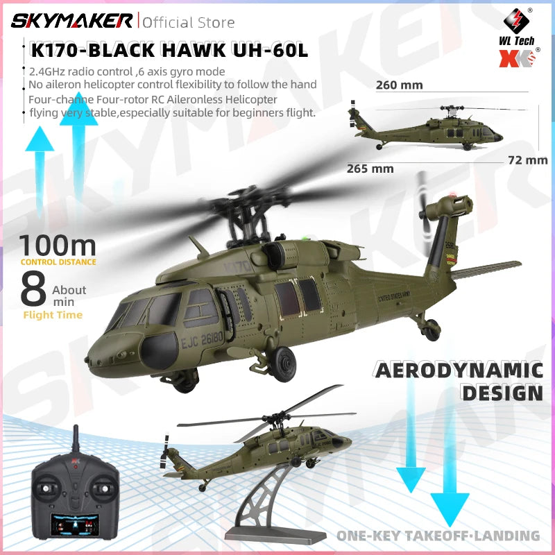 K170 UH-60L 4CH Brushless RC Helicopter with 6-Axis Gyro