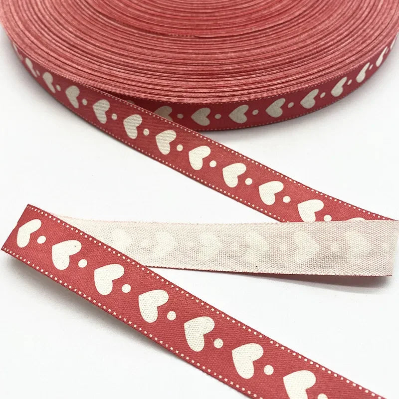Christmas Printed Polyester Cotton Ribbon –  Single-Face Ribbon for Gift Wrapping, Holiday Crafts & Party Decorations