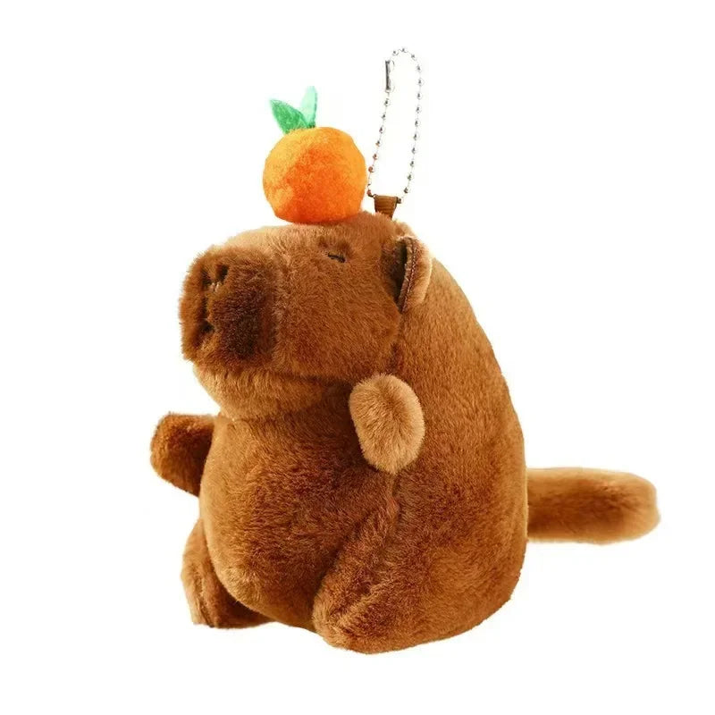 Capybara Persimmon Tail-Wagging Plush Keychain