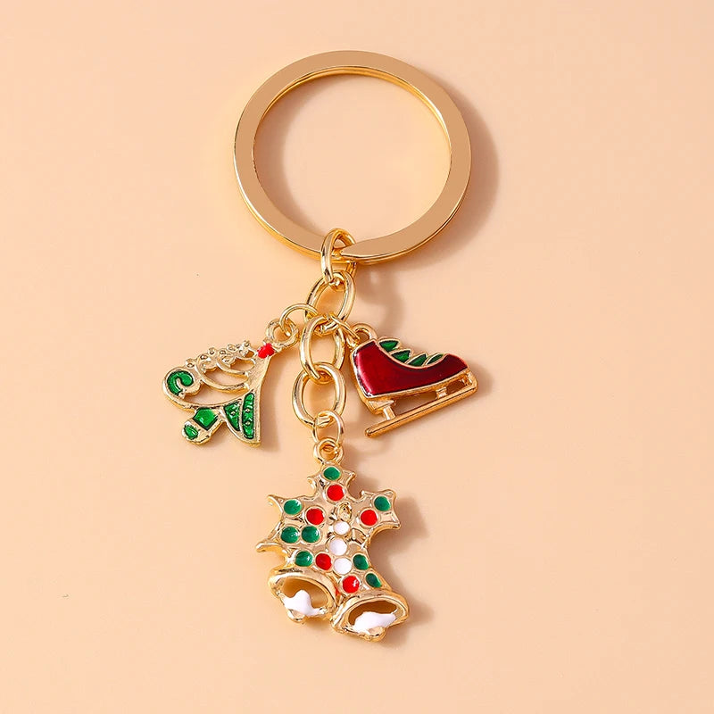 Christmas Enamel Snowman & Santa Keychain
