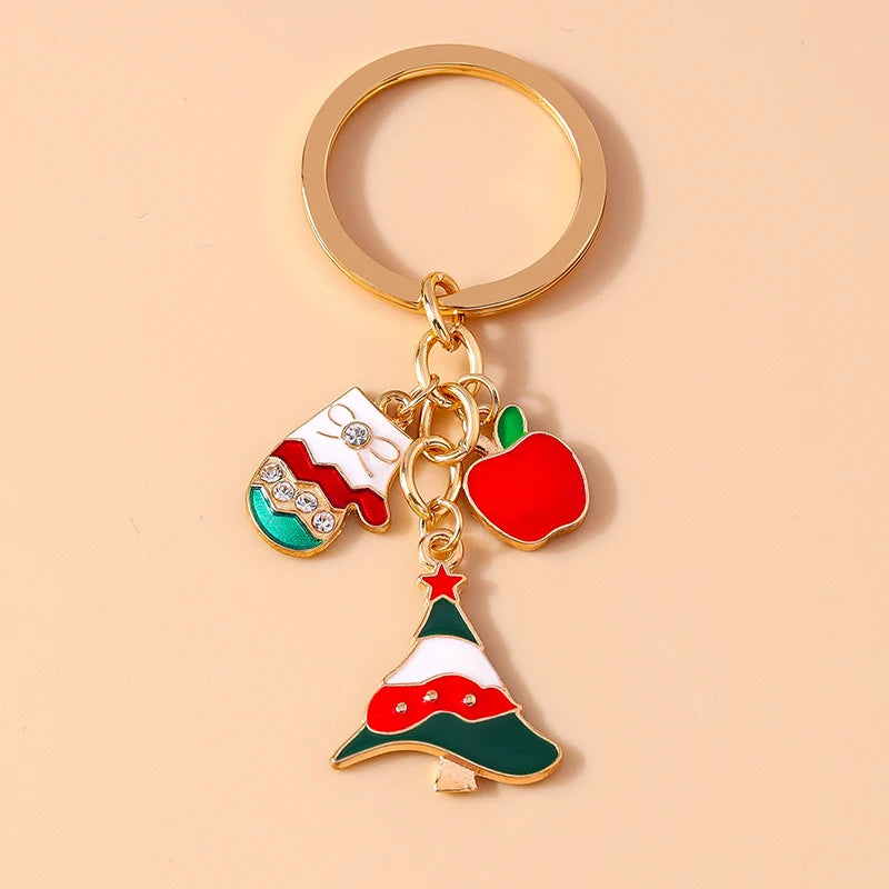 Christmas Enamel Snowman & Santa Keychain