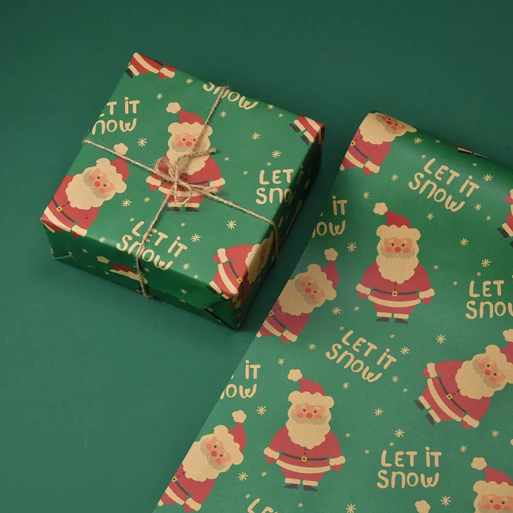 Thick Christmas Kraft Wrapping Paper – Holiday Tree & Elk Gift Wrap