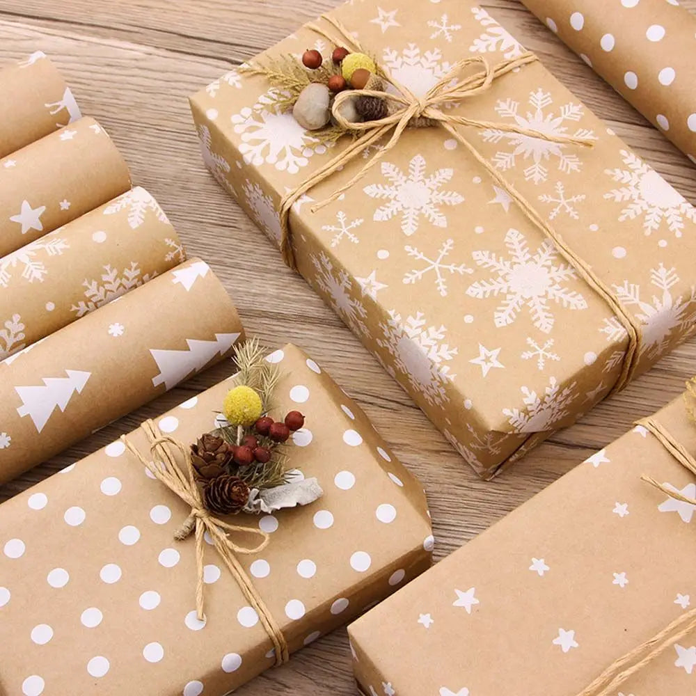 Snowflake Kraft Paper Christmas Wrapping Sheet – 40×100cm