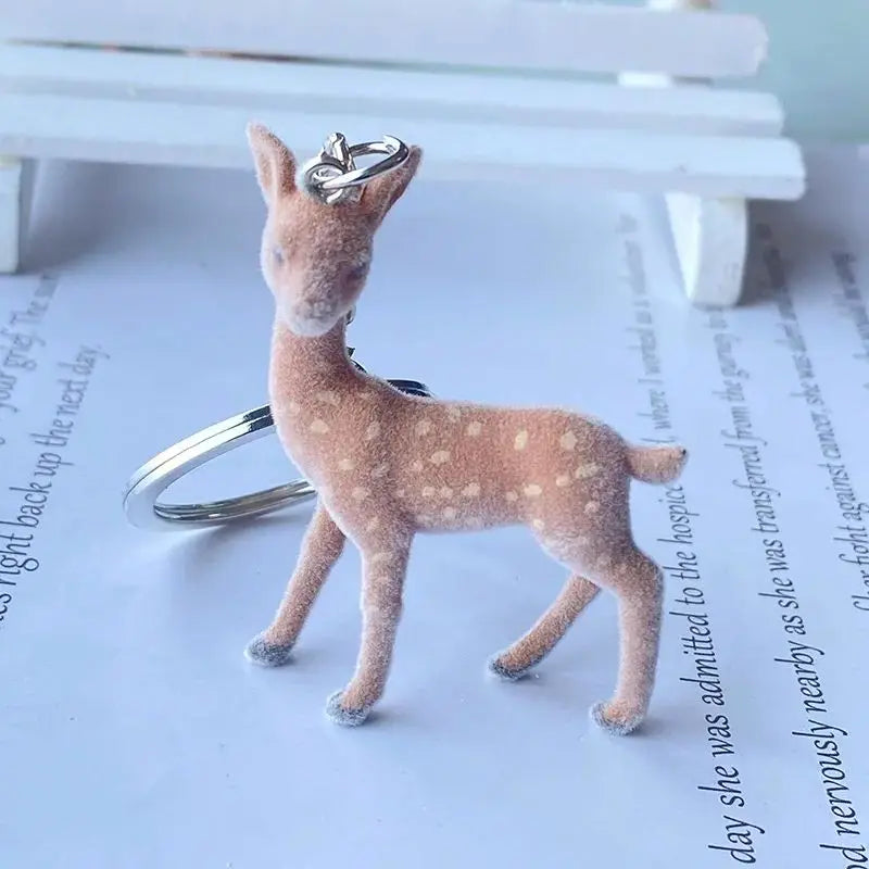 3D Christmas Elk Keychain – Fluffy Deer Bag Pendant