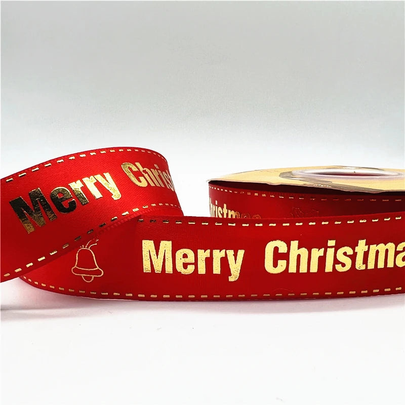 5 Yards Printed Christmas Satin Ribbon – 1" Holiday Craft & Gift Wrap Ribbon