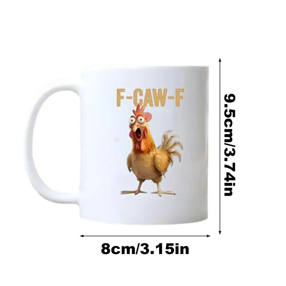 Funny F-Caw-F Chicken Ceramic Coffee Mug – 11oz Farmhouse Cup