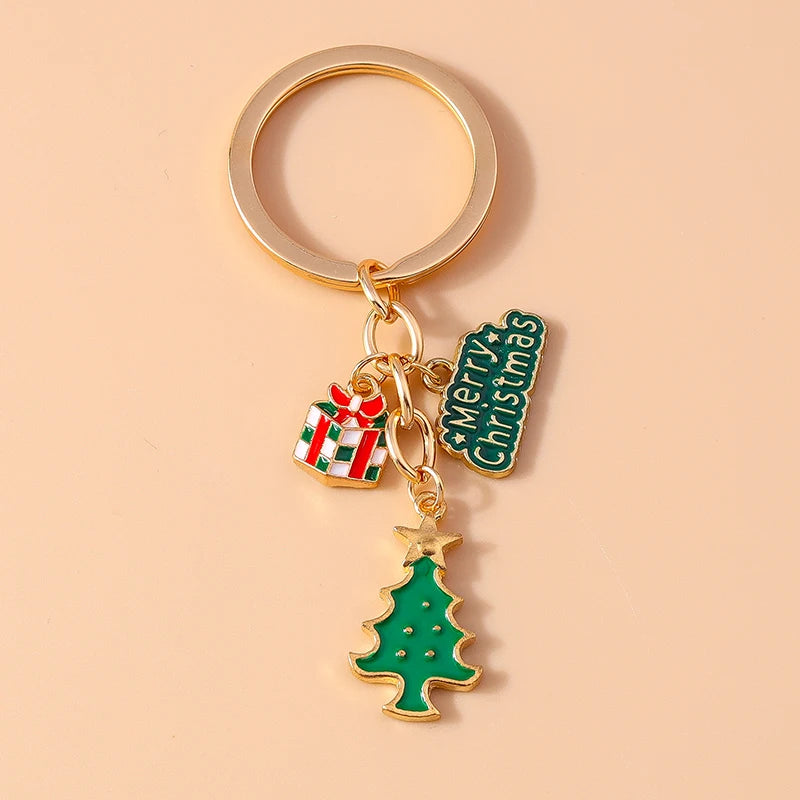 Christmas Enamel Snowman & Santa Keychain