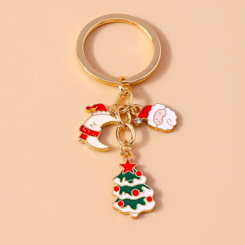 Christmas Enamel Snowman & Santa Keychain