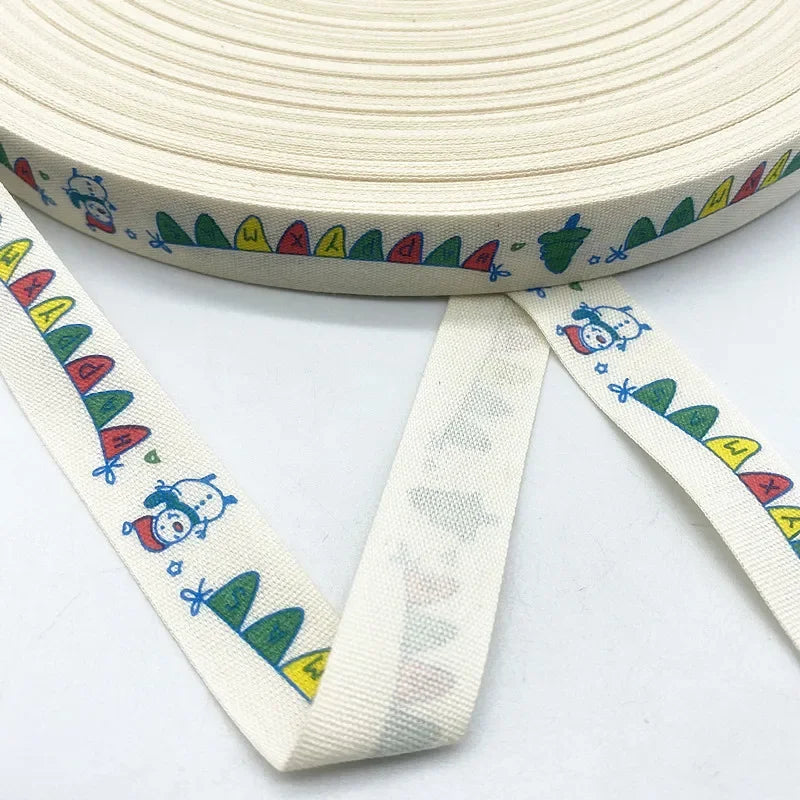 Christmas Printed Polyester Cotton Ribbon –  Single-Face Ribbon for Gift Wrapping, Holiday Crafts & Party Decorations