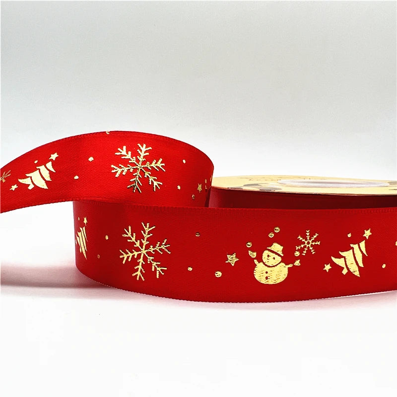 5 Yards Printed Christmas Satin Ribbon – 1" Holiday Craft & Gift Wrap Ribbon