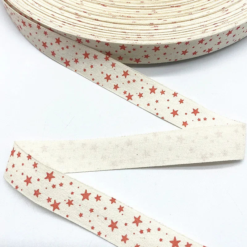 Christmas Printed Polyester Cotton Ribbon –  Single-Face Ribbon for Gift Wrapping, Holiday Crafts & Party Decorations