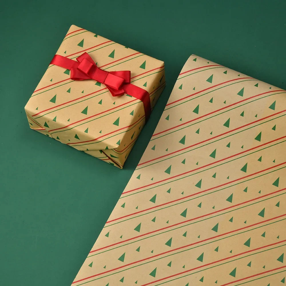 Thick Christmas Kraft Wrapping Paper – Holiday Tree & Elk Gift Wrap