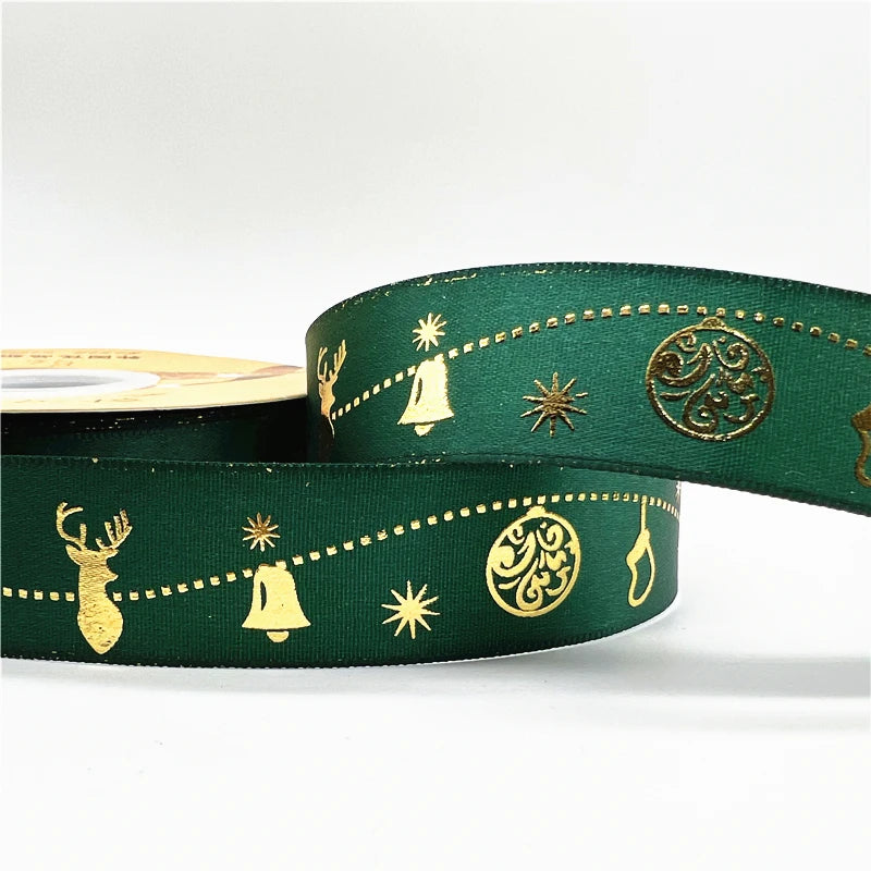 5 Yards Printed Christmas Satin Ribbon – 1" Holiday Craft & Gift Wrap Ribbon