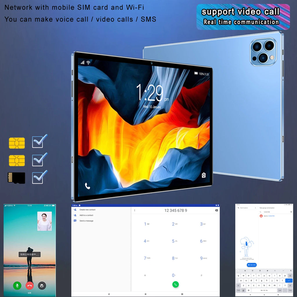 10.1" Octa-Core Android 13 Tablet with Dual SIM & 3G Calling
