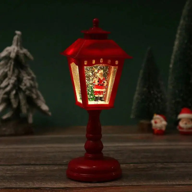 Christmas Snow Globe Spinning Candle Lamp