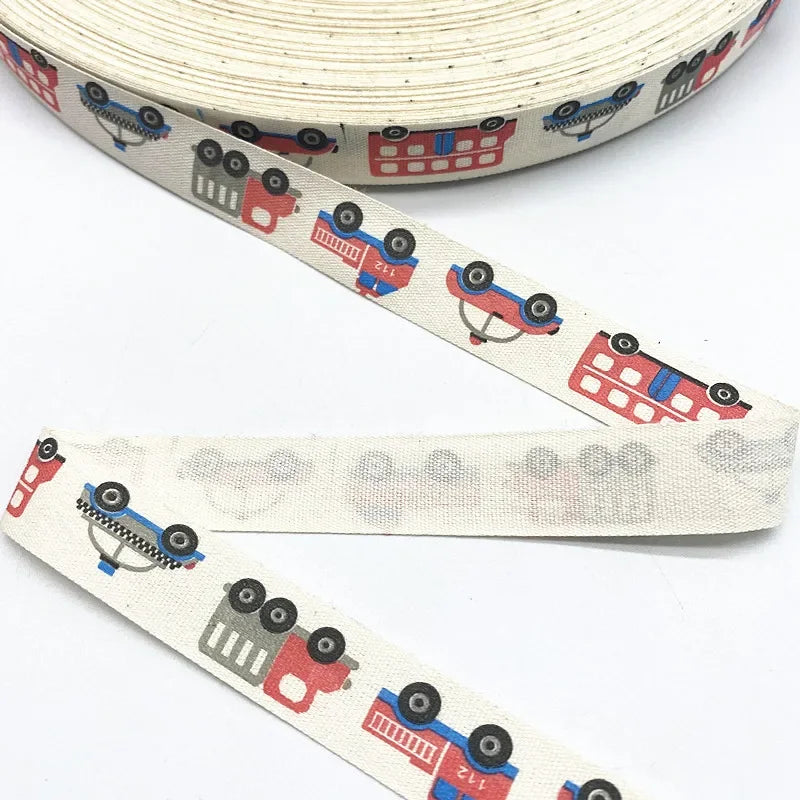 Christmas Printed Polyester Cotton Ribbon –  Single-Face Ribbon for Gift Wrapping, Holiday Crafts & Party Decorations