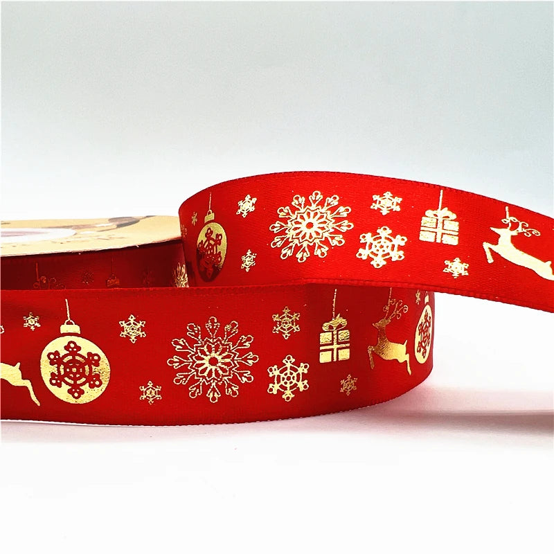 5 Yards Printed Christmas Satin Ribbon – 1" Holiday Craft & Gift Wrap Ribbon