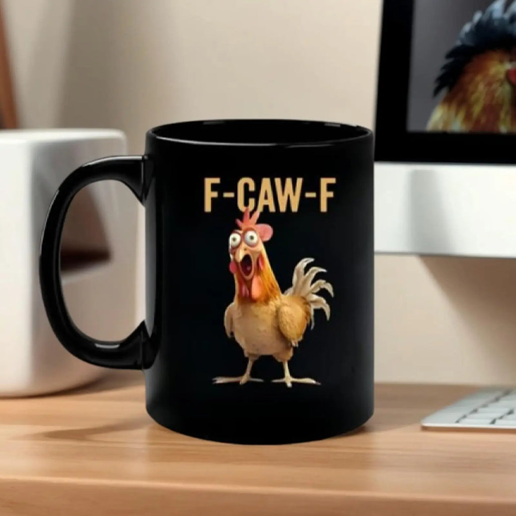 Funny F-Caw-F Chicken Ceramic Coffee Mug – 11oz Farmhouse Cup
