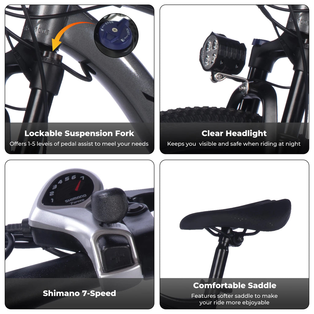 26" Electric Mountain Bike – 500W Motor, 23MPH, Long-Range Lithium Battery