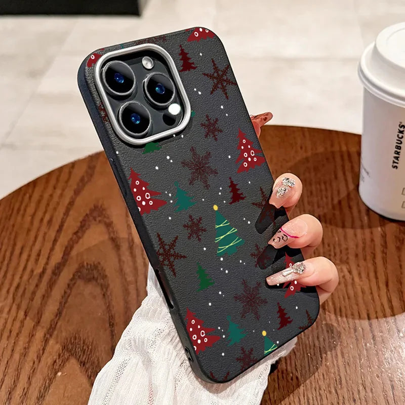 Christmas Tree Matte Leather Phone Case