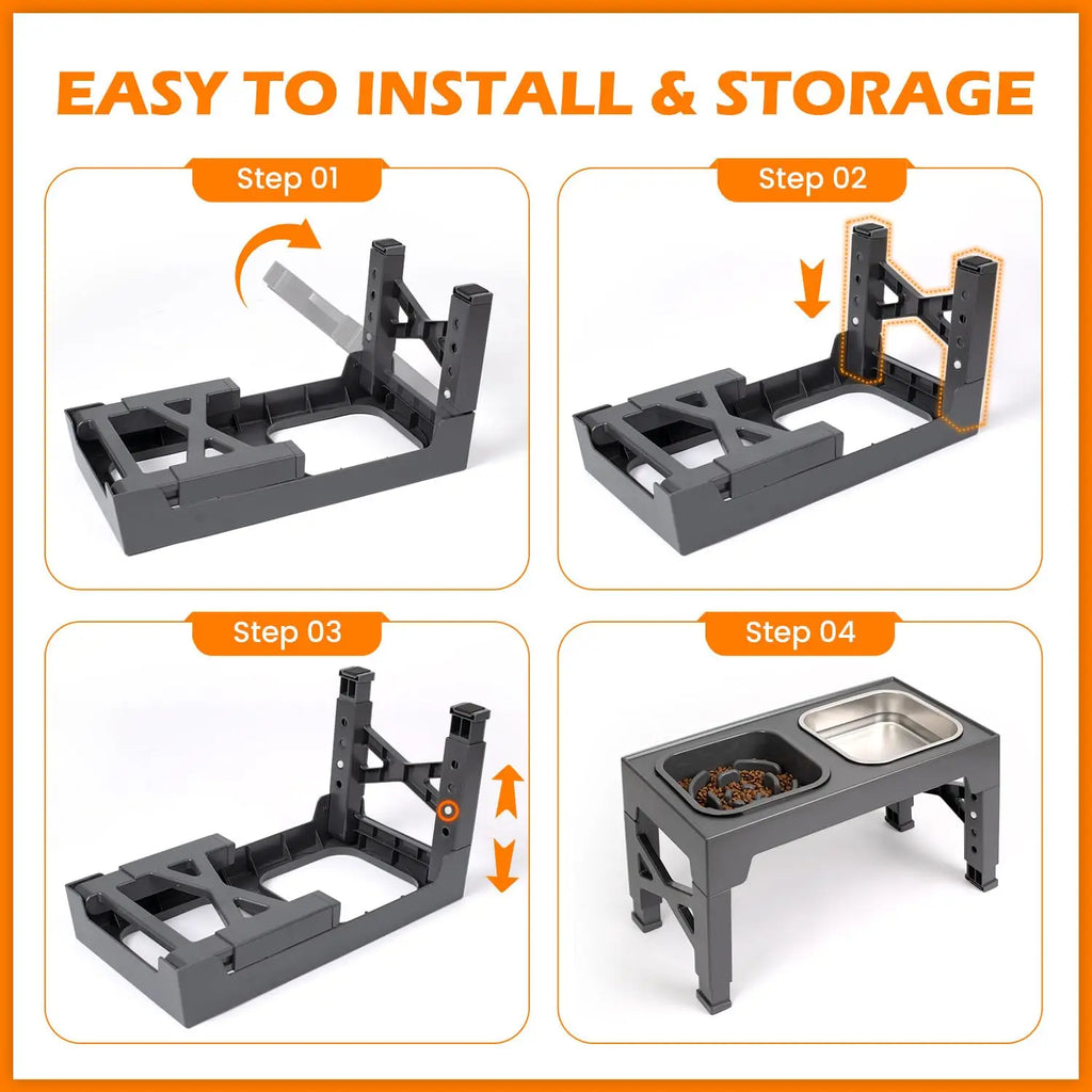 Adjustable Elevated Slow Feeder Bowls – 2-in-1