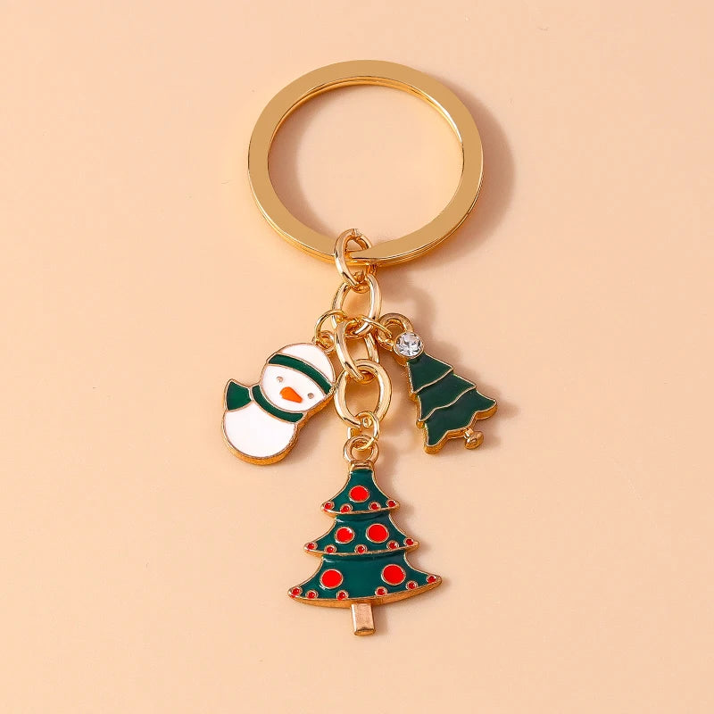 Christmas Enamel Snowman & Santa Keychain