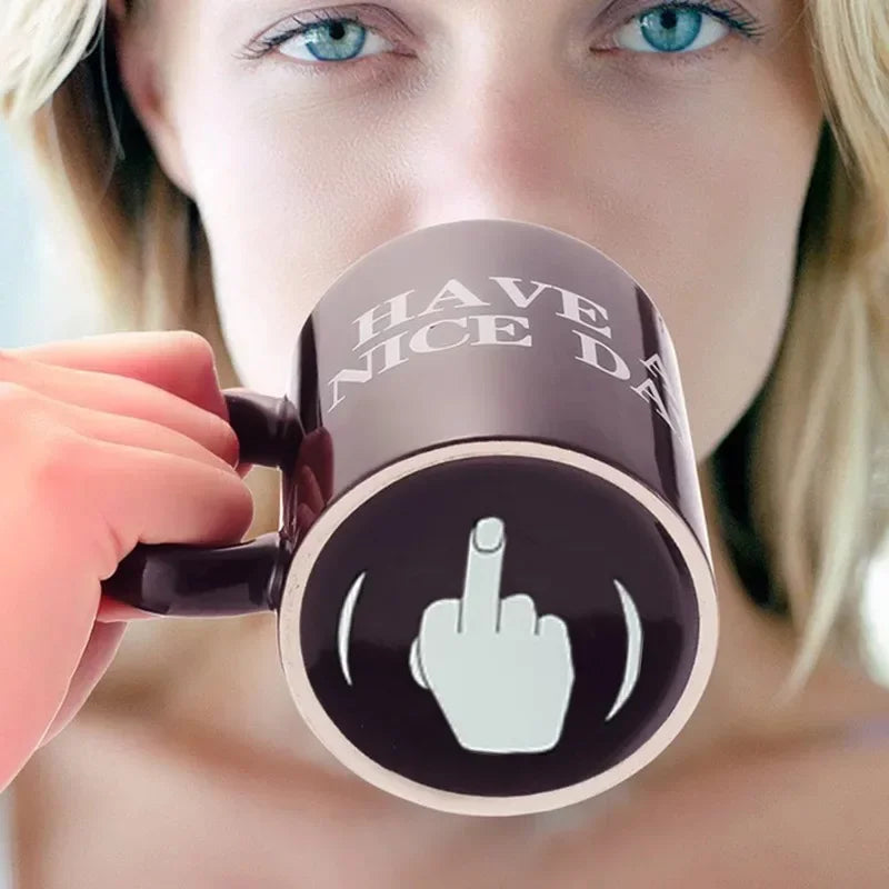 Creative Middle Finger Ceramic Mug – 300ml