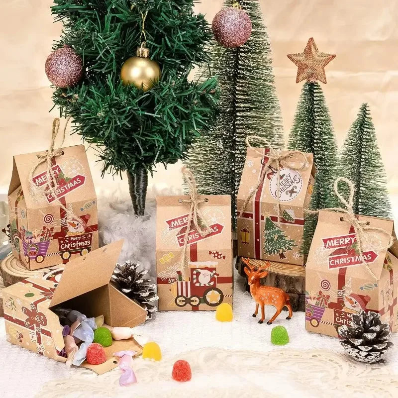 Christmas Kraft Paper Gift Bags – Candy, Cookie & Snack Packaging Boxes