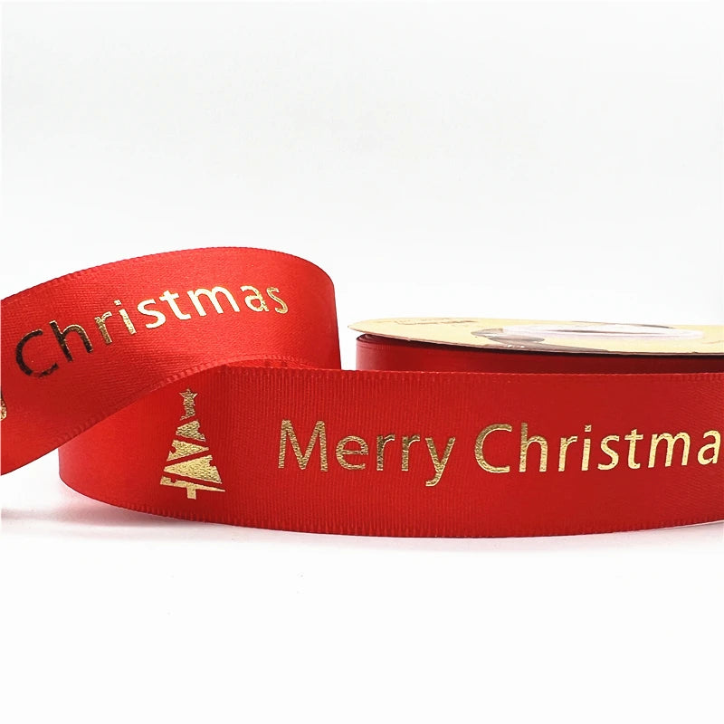 5 Yards Printed Christmas Satin Ribbon – 1" Holiday Craft & Gift Wrap Ribbon