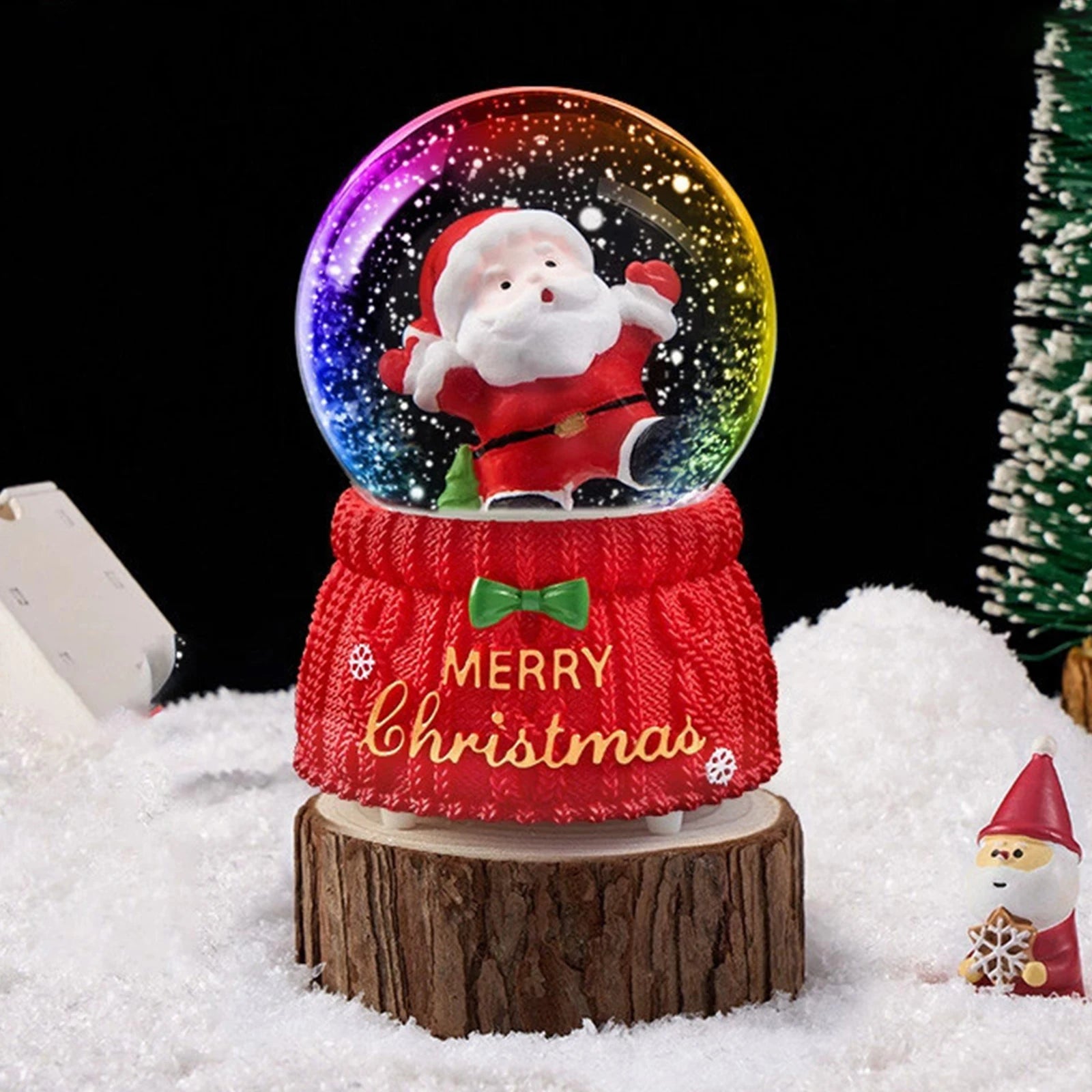Santa Christmas Snow Globe with 7-Color Lights & Music