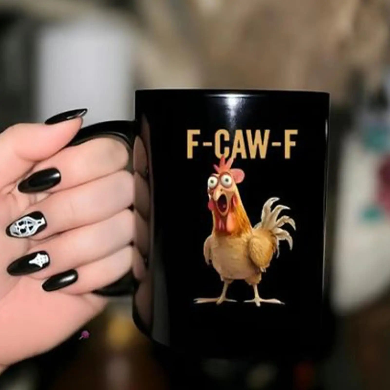 Funny F-Caw-F Chicken Ceramic Coffee Mug – 11oz Farmhouse Cup
