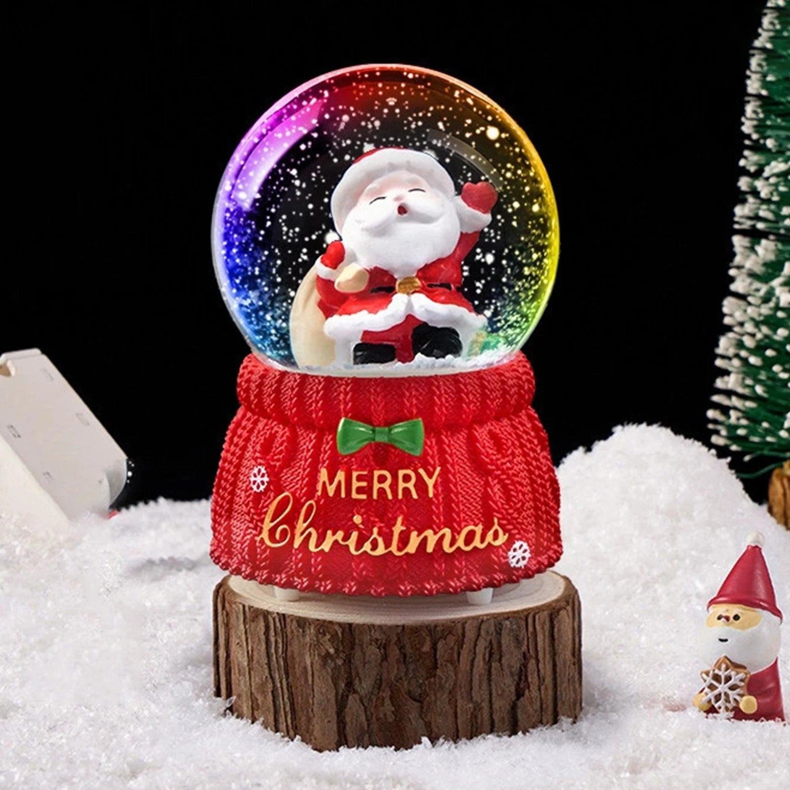Santa Christmas Snow Globe with 7-Color Lights & Music
