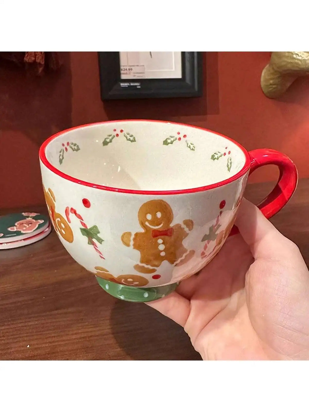 Christmas Gingerbread & Santa Mug – Large Capacity