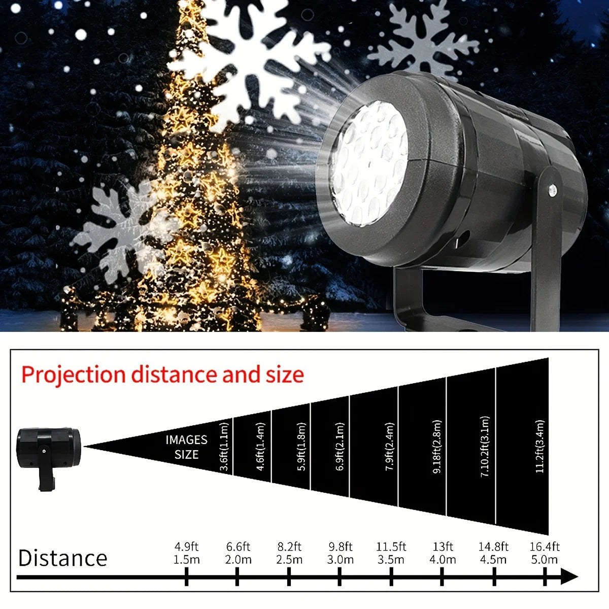 USB Snowflake Projector – Rotating Snow Pattern LED Light