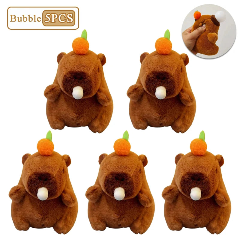 Capybara Persimmon Tail-Wagging Plush Keychain