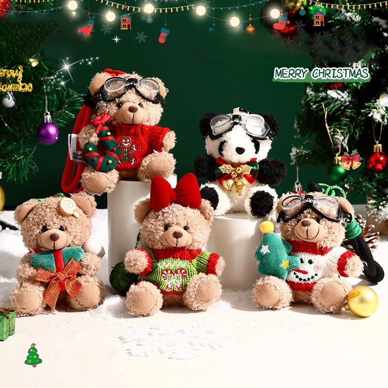 Christmas Plush Bear Keychain – Holiday Cartoon Bag Pendant