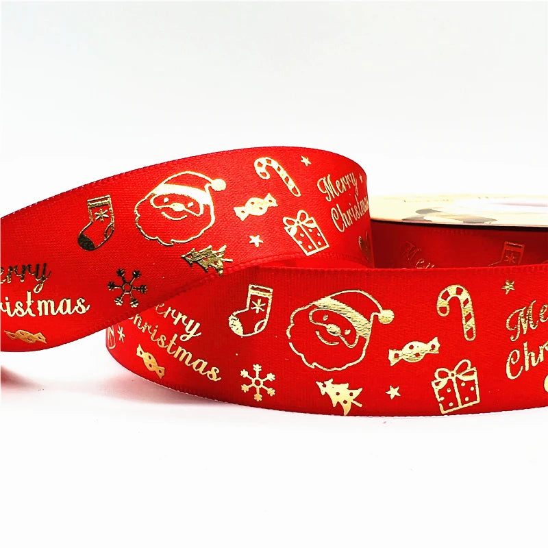 5 Yards Printed Christmas Satin Ribbon – 1" Holiday Craft & Gift Wrap Ribbon