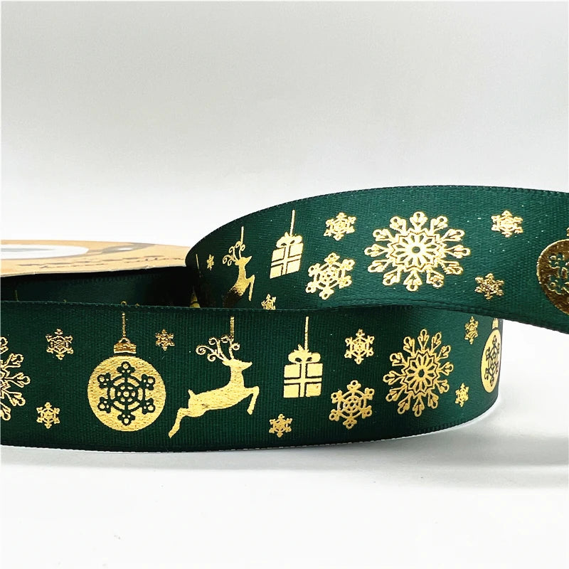 5 Yards Printed Christmas Satin Ribbon – 1" Holiday Craft & Gift Wrap Ribbon
