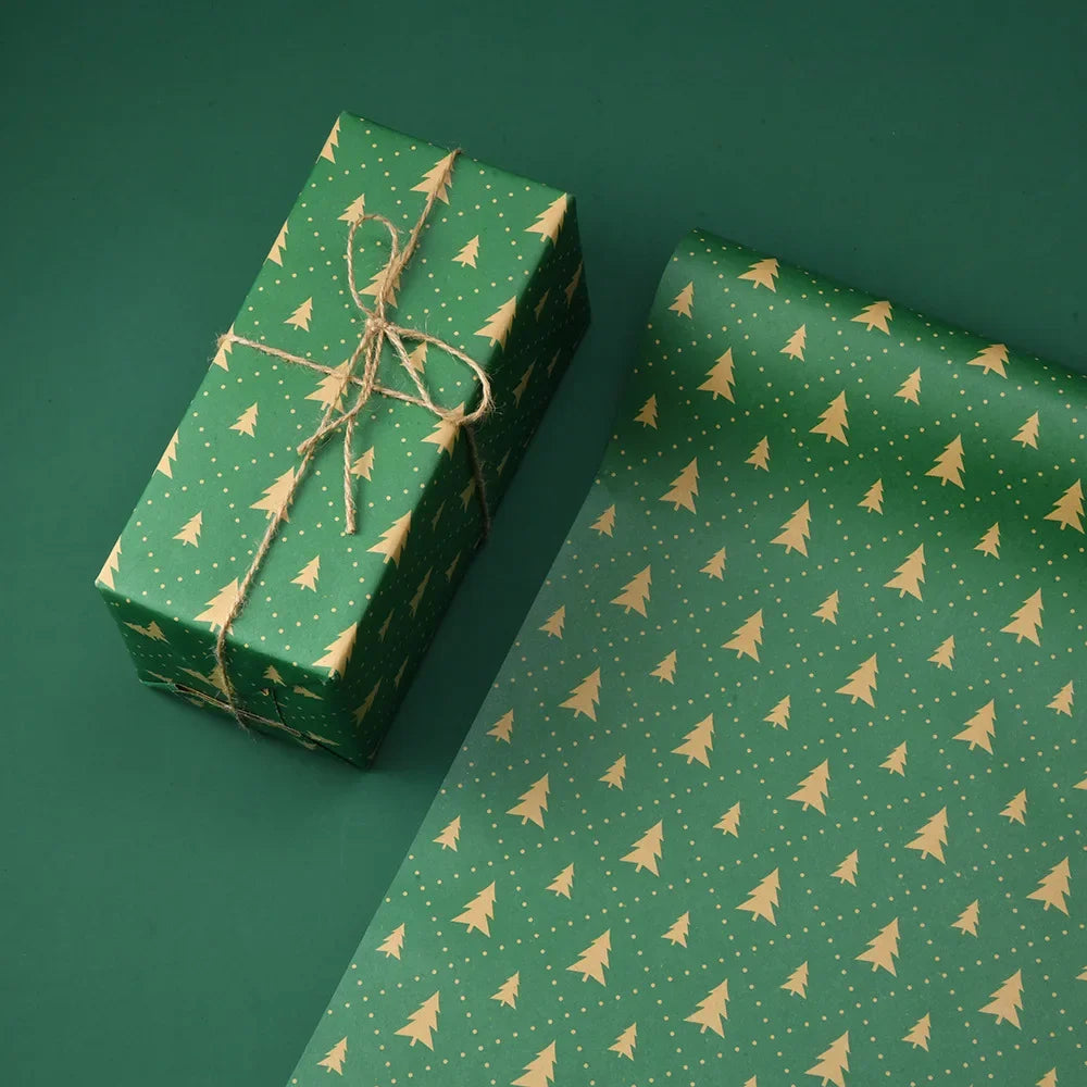 Thick Christmas Kraft Wrapping Paper – Holiday Tree & Elk Gift Wrap