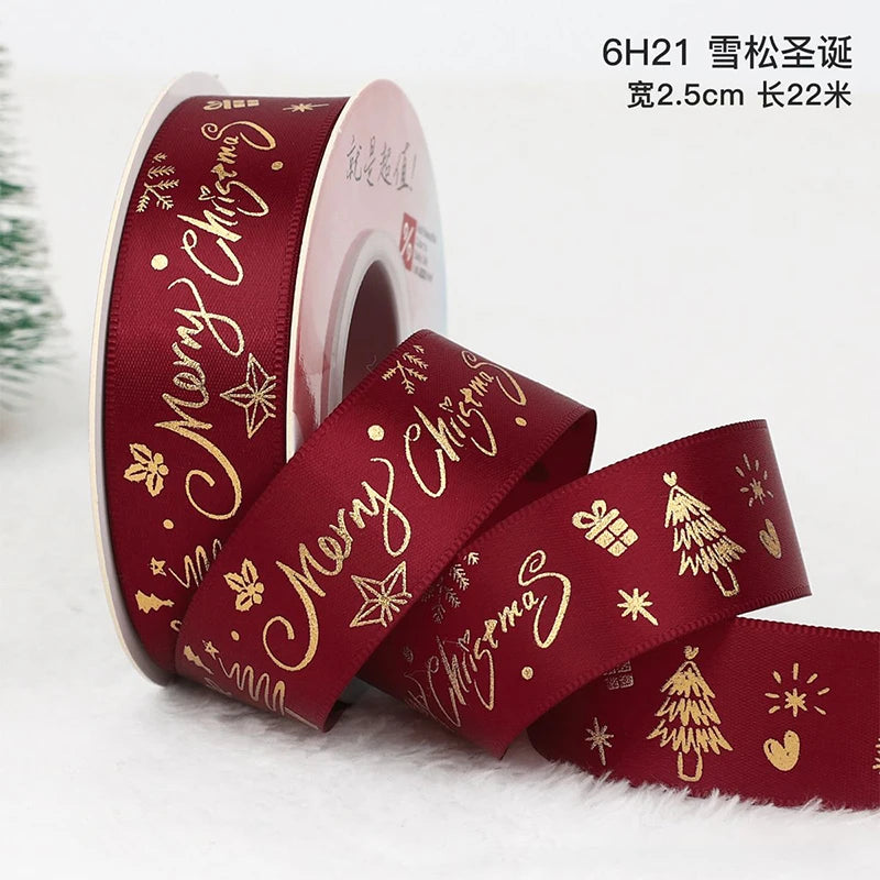 Printed Christmas Ribbon – 5 Yards Polyester Craft Ribbon