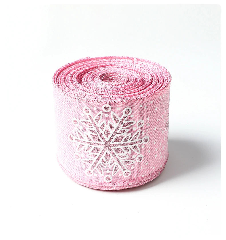 Christmas Snowflake Printed Organza Ribbon – Wired Edge Holiday Gift Wrapping & Craft Ribbon