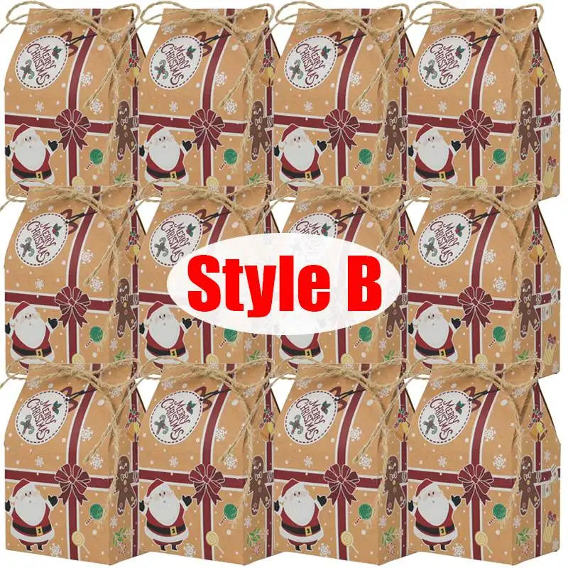 Christmas Kraft Paper Gift Bags – Candy, Cookie & Snack Packaging Boxes